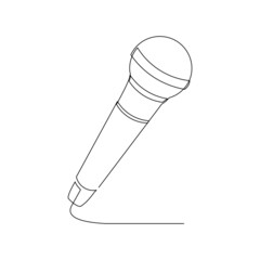 Continuous single one line drawing of microphone vector illustration