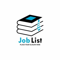 Job list logo design template illustration. there are book and tie