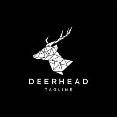 Deer head geometric polygonal logo vectro icon design template