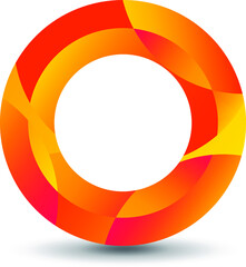 Overlapping shades letter O logotype.  Vibrant glossy colors.