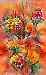 Flowers - Colorful flowers in different colors - Water color design - Digital Art