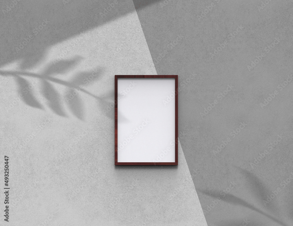 Poster picture frame background using 3d rendering and geometry. framed background mock-up for poster desig