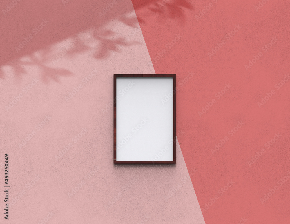 Poster picture frame background using 3d rendering and geometry. framed background mock-up for poster desig