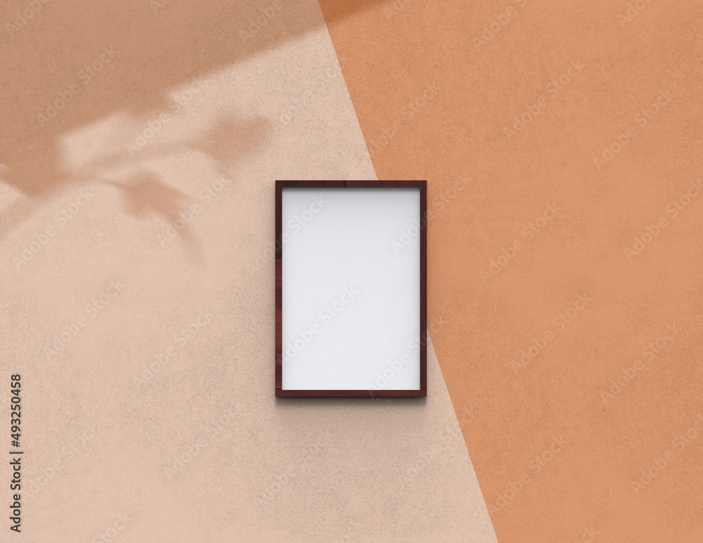 Poster picture frame background using 3d rendering and geometry. framed background mock-up for poster desig