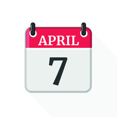 Fototapeta na wymiar Flat vector calendar icon with the date 7 April