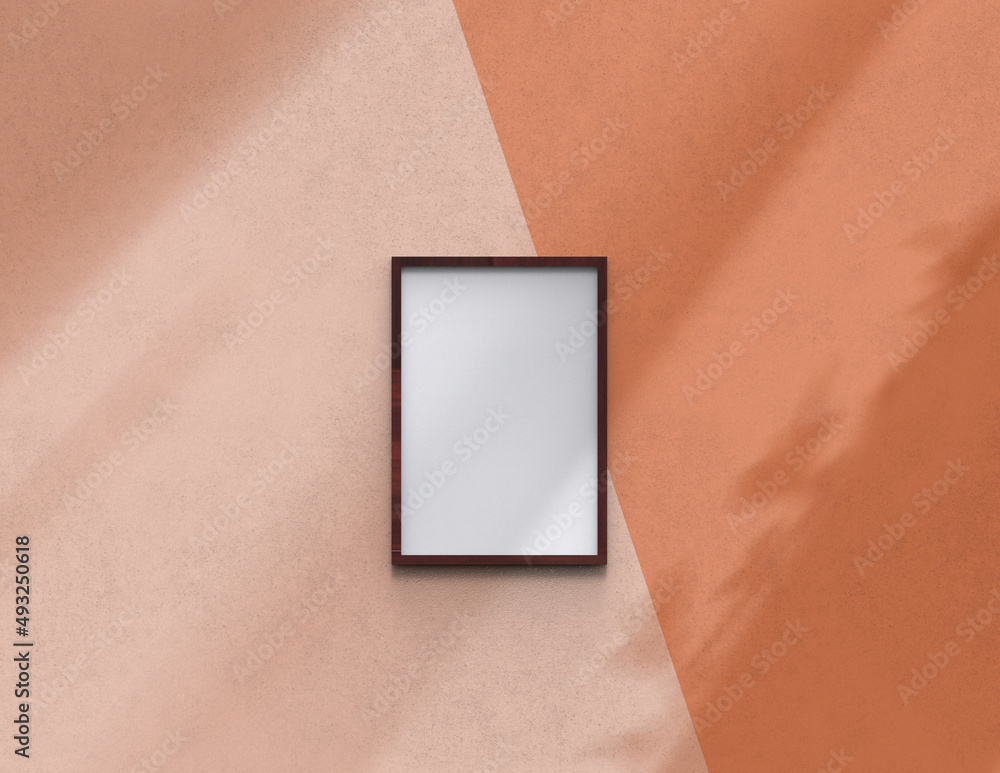 Poster picture frame background using 3d rendering and geometry. framed background mock-up for poster desig