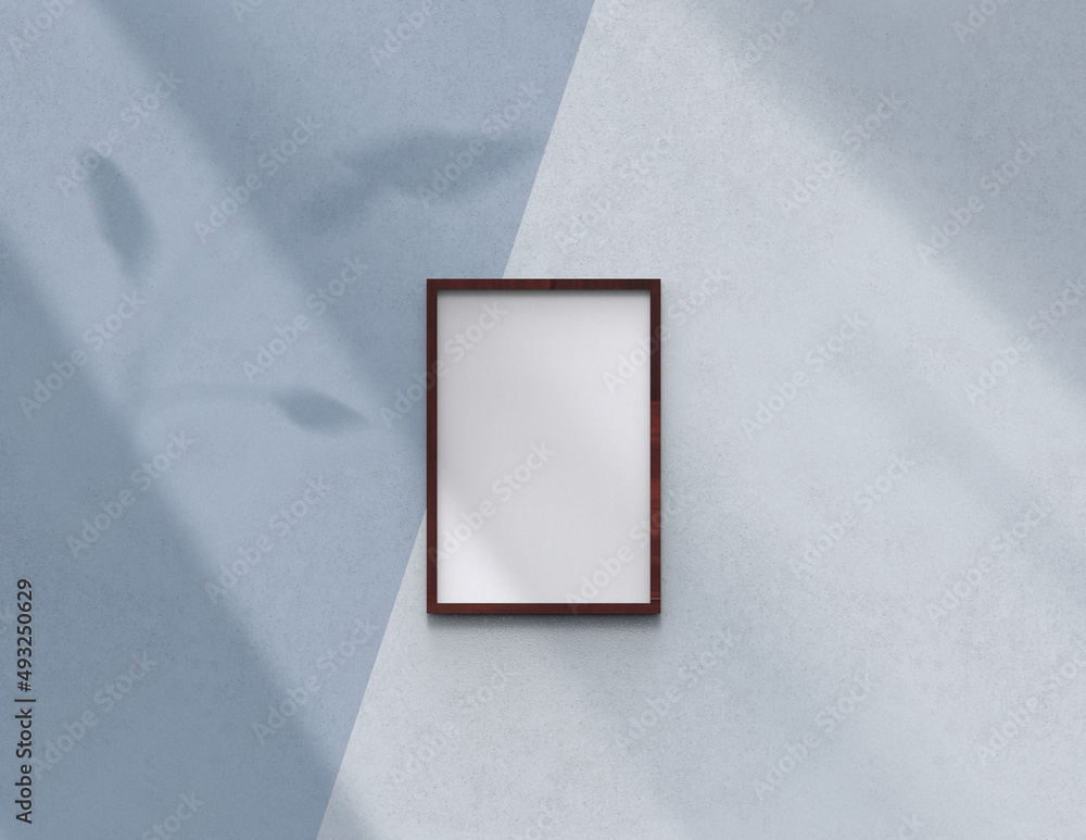 Poster picture frame background using 3d rendering and geometry. framed background mock-up for poster desig