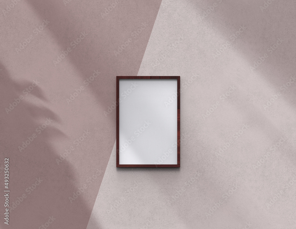 Poster picture frame background using 3d rendering and geometry. framed background mock-up for poster desig