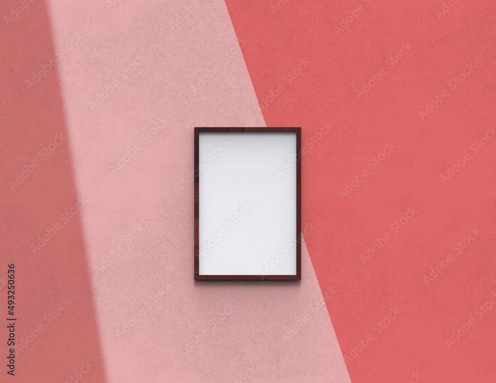Poster picture frame background using 3d rendering and geometry. framed background mock-up for poster desig