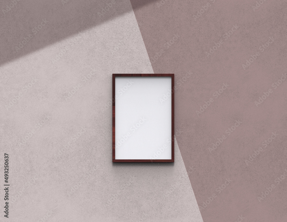 Poster picture frame background using 3d rendering and geometry. framed background mock-up for poster desig