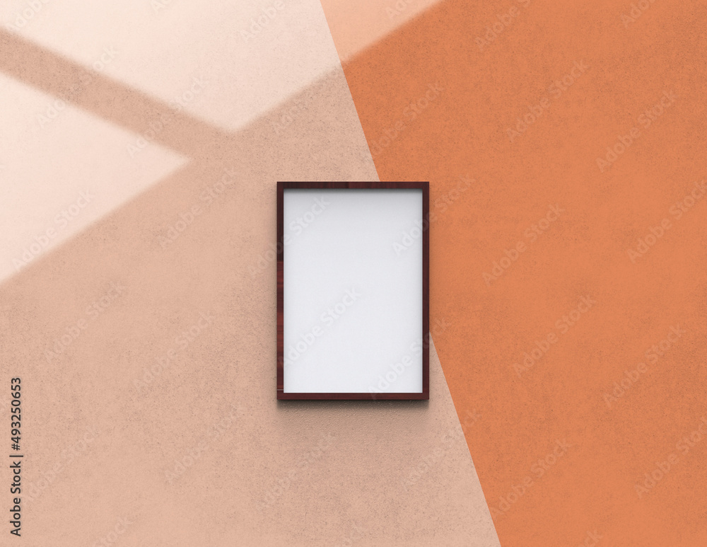 Poster picture frame background using 3d rendering and geometry. framed background mock-up for poster desig