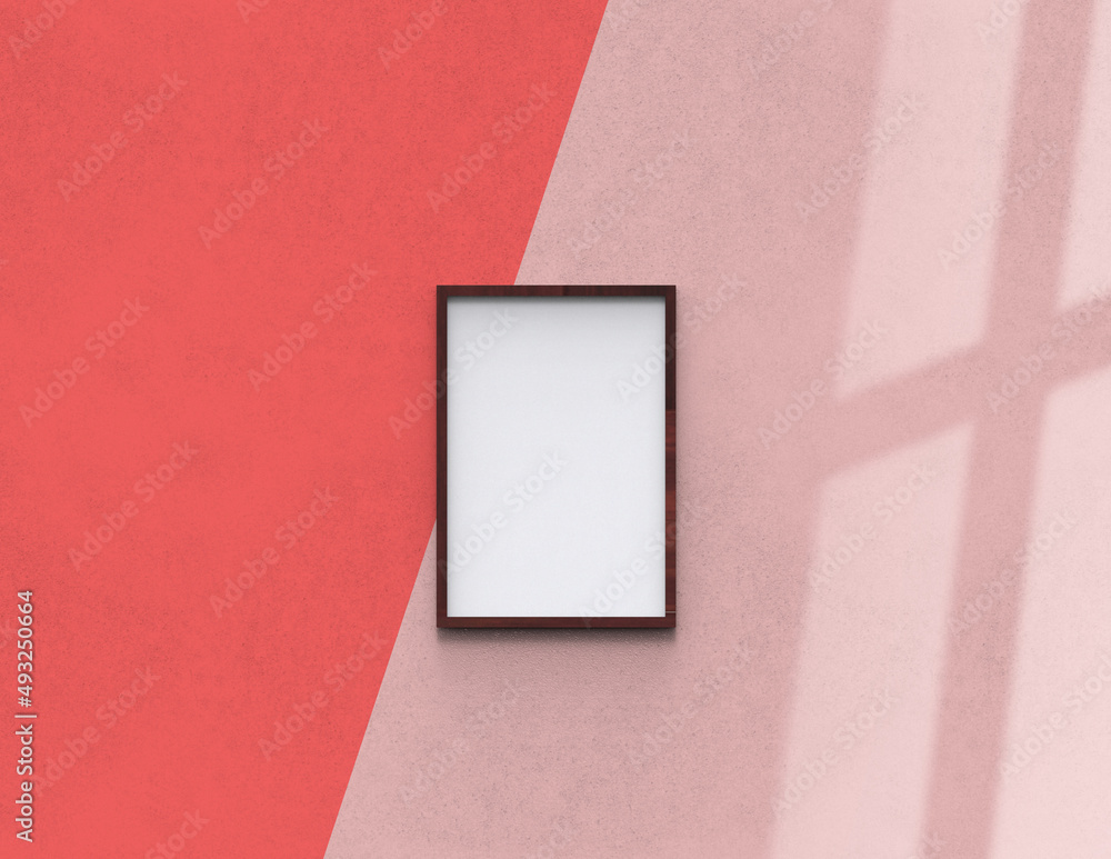 Poster picture frame background using 3d rendering and geometry. framed background mock-up for poster desig