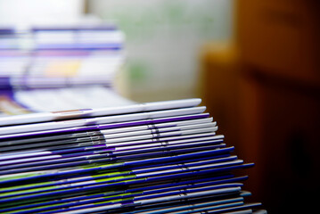 stack of magazines in library of university