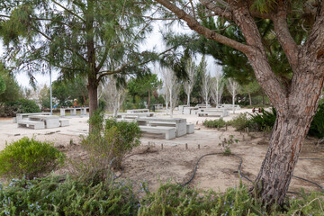 Recreation area in the Parque Linear Ribeirinho Estuary of the Tagus in Póvoa de Santa Iria, Portugal