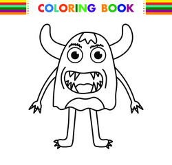 Coloring Book Cute Monster - Amazing vector line art of a cute little monster suitable for background, design asset, halloween, children book, children coloring book, clip art, and illustration