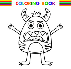 Doodle halloween coloring book page cute monster. Antistress for adults and children. Vector black and white illustrarion