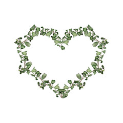 Watercolor heart herb wreath 
