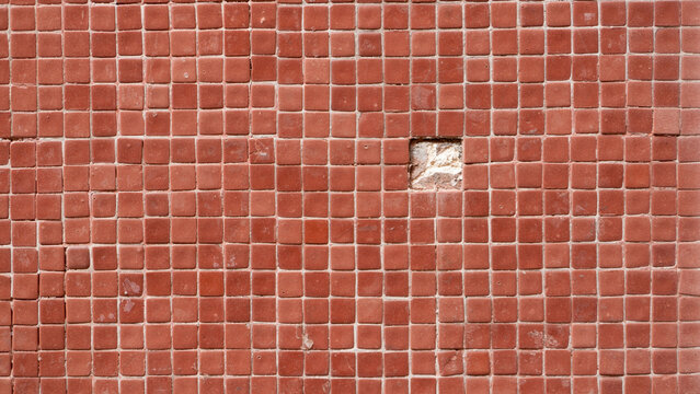 Fachada de azulejo peque&ntilde;o ceramico rojo gresite