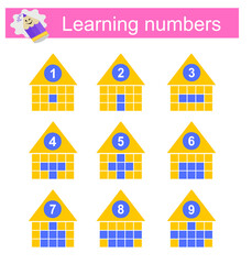 Learning numbers. The set of numbers for preschool kids. Printable worksheet.