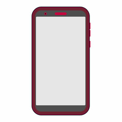 Smartphone in red case vector illustration