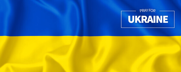 Pray for Ukraine, messaggio di pace sulla bandiera dell'Ucraina.