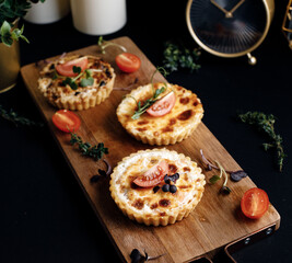 catering food for menu. small pizzas pie