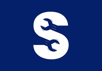 Fototapeta premium S initial letter with wrench shape