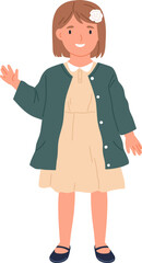 Happy Child Waving with Hand Cartoon Illustration