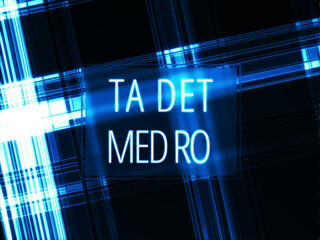 Fototapeta na wymiar Neon background with the inscription KEEP CALM in Norwegian. Placeholder in a modern trendy style.