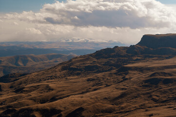 Windy weather on the Bermamyt plateau. Russia, october 2020.