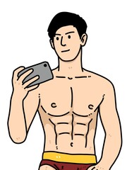 Fototapeta premium cute man cartoon on white background