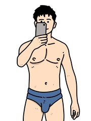 Fototapeta premium cute man cartoon on white background