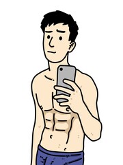 Fototapeta premium cute man cartoon on white background