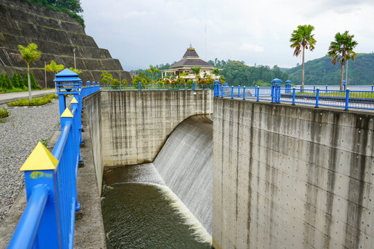 Kudus, Indonesia - March, 2022 : Logung Dam is one of 65 dams built by the Ministry of PUPR to support President Joko Widodo's NawaCita program to achieve national food and water security.
