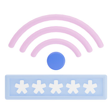 3D Security Icon, secure wifi password, protected password