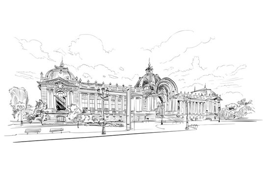 Grand Palace. Paris, France. Urban sketch. Hand drawn vector illustration