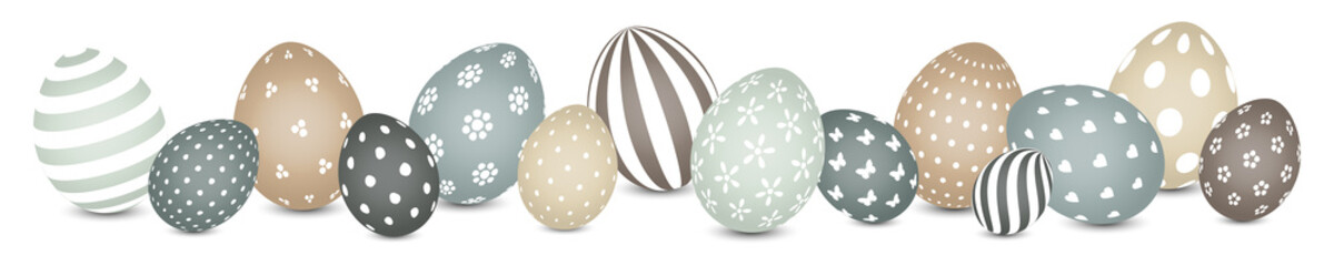 Banner 14 Ostereier Weiße Muster Naturfarben
