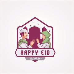 greeting happy eid al fitr vector illustration template
