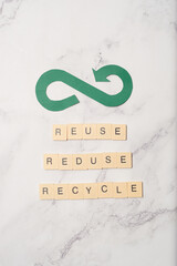 ECO and circular economy concept. Infinity recycling symbol.