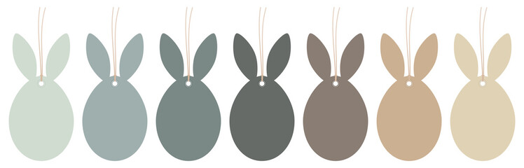 7 Anhänger Ostereier Mit Hasenohren Naturfarben