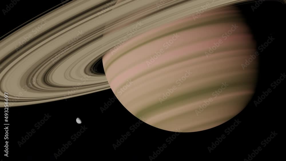 Wall mural 3d render, gas giant planet in deep space. saturn planet and rings close-up