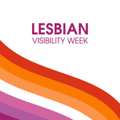 Lesbian Visibility Week vector. Waving lesbian pride flag icon vector isolated on a white background. Important day - obrazy, fototapety, plakaty