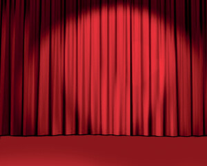 Rideau velours rouge de théâtre, cinéma, scène