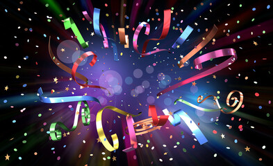Ruban couleur fête explosion célébration dynamique