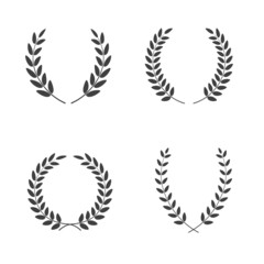 Naklejka premium Set of laurel wreaths of different shapes isolated on white