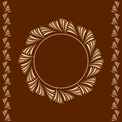Decorative frame Elegant vector element for design in Eastern style, place for text. Floral golden and brown border. Lace illustration for invitations and greeting cards