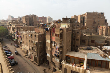 Islamic Cairo view from the top of Ibn Tulun mosque's minaret. Cairo, Egypt