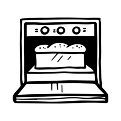 Bread baked in oven. vector illustration.