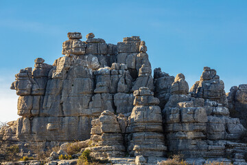 Jagged limestone pillars and pinnacles of El Torcal de Antequera, Spain
