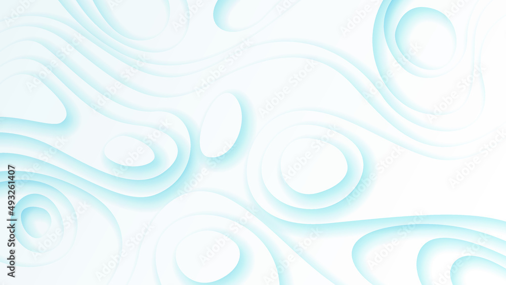 Poster white abstract wavy paper cut background with shadows, vector. modern design objects